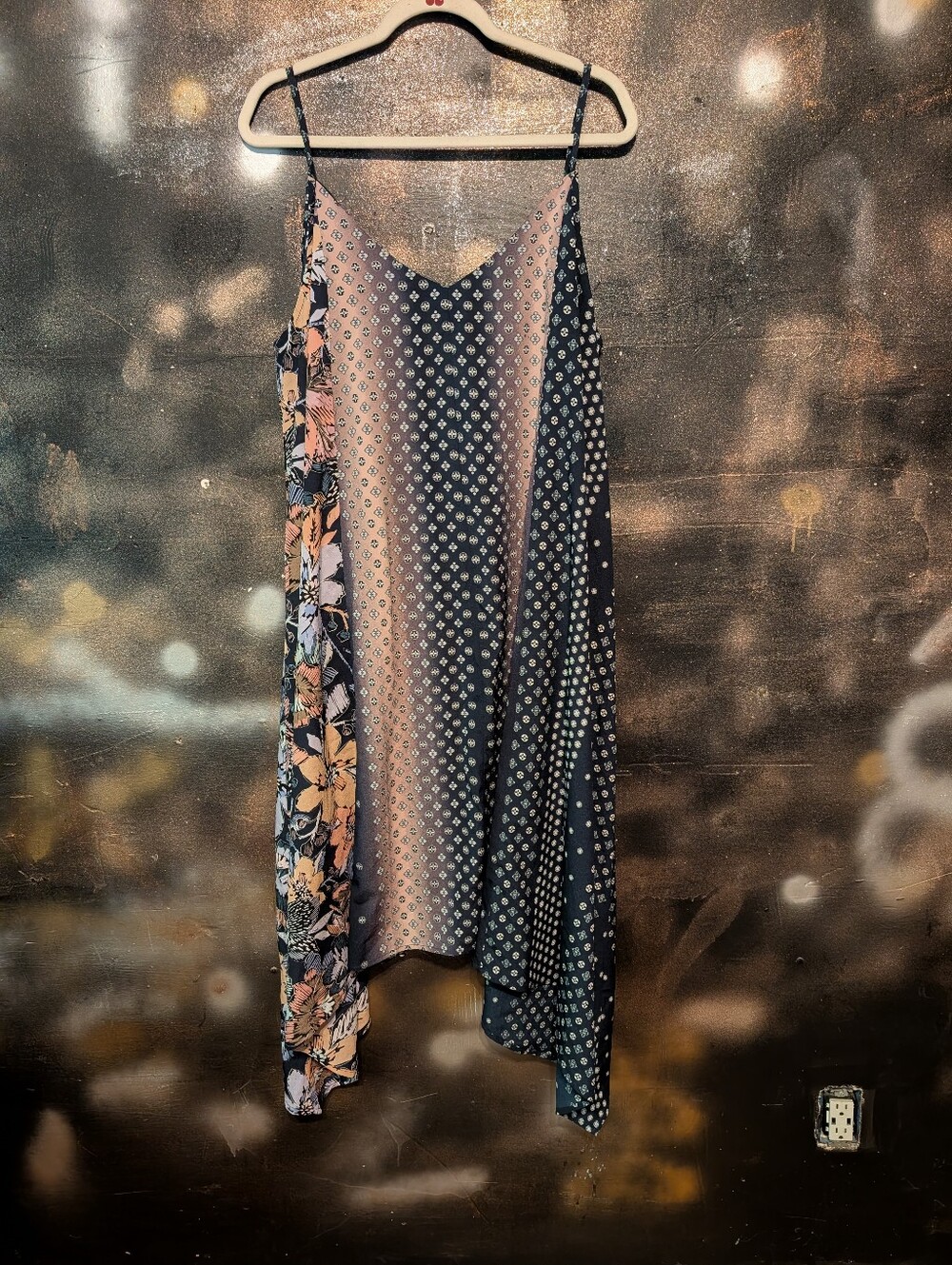 mark. Navy Floral Print Slip Dress with Blush Accents - Picture 3 of 5